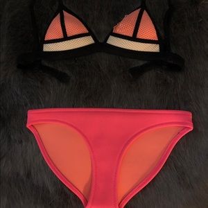 ORANGE AND PINK TRIANGL SWIMSUIT